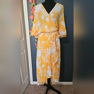 NWT City Chic Abigail Flutter Sleeve Faux Wrap Maxi Dress Plus Size 18W